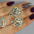 Срібний набір з золотими пластинами