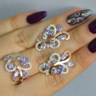 Срібний набір з золотими пластинами