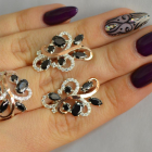 Срібний набір з золотими пластинами