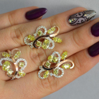 Срібний набір з золотими пластинами