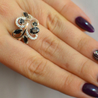 Срібна каблучка з золотими вставками