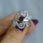 Срібна каблучка з золотими вставками