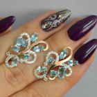 Срібні сережки з золотими вставками