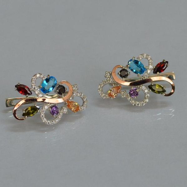 Срібні сережки з золотими вставками