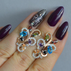 Срібні сережки з золотими вставками