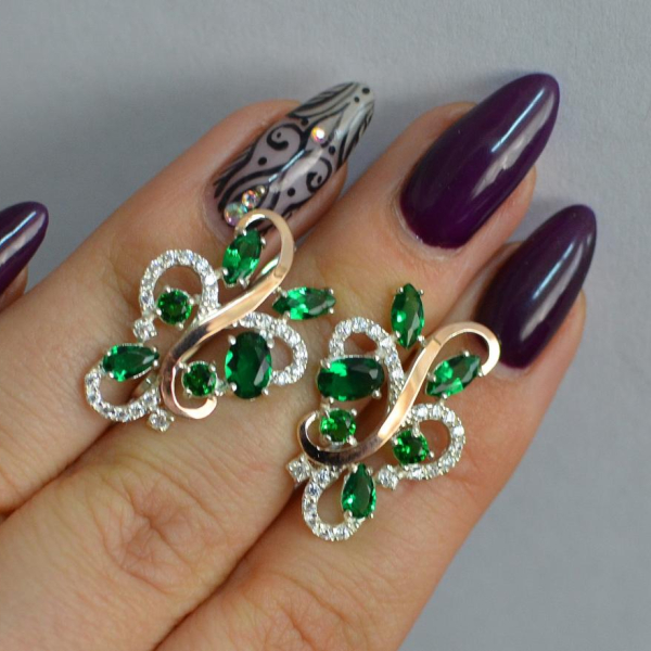 Срібні сережки з золотими вставками