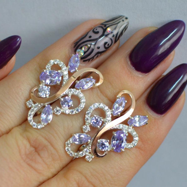 Срібні сережки з золотими вставками