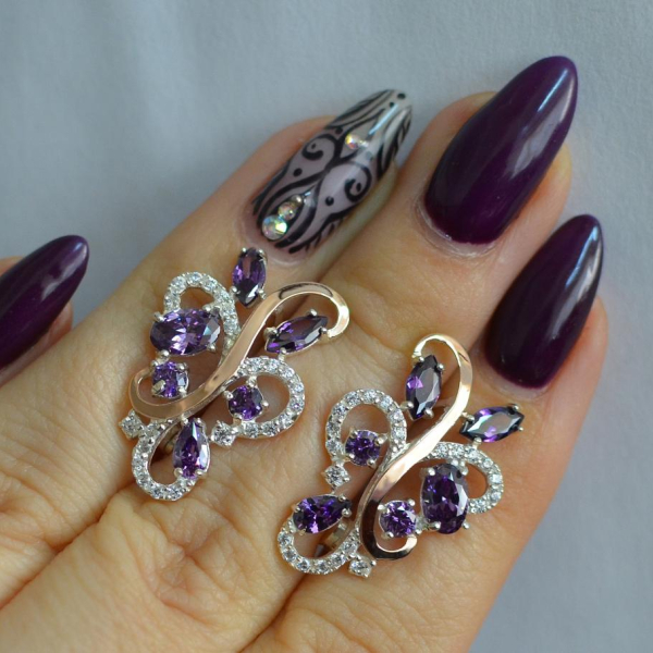 Срібні сережки з золотими вставками