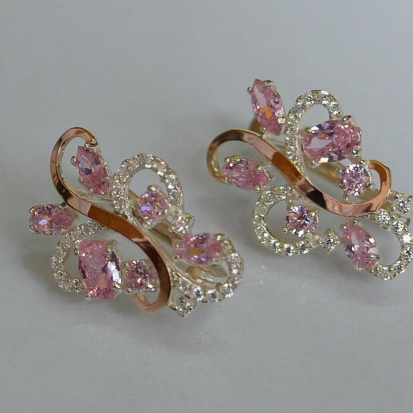 Срібні сережки з золотими вставками