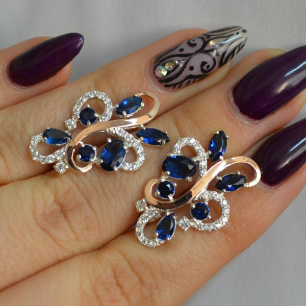 Срібні сережки з золотими вставками