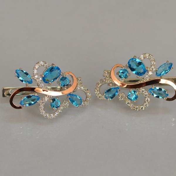 Срібні сережки з золотими вставками