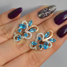 Срібні сережки з золотими вставками