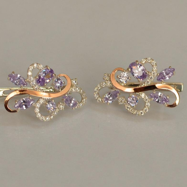 Срібні сережки з золотими вставками