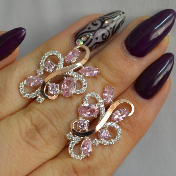 Срібні сережки з золотими вставками