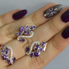 Срібний набір з золотими пластинами