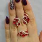 Срібний набір з золотими пластинами