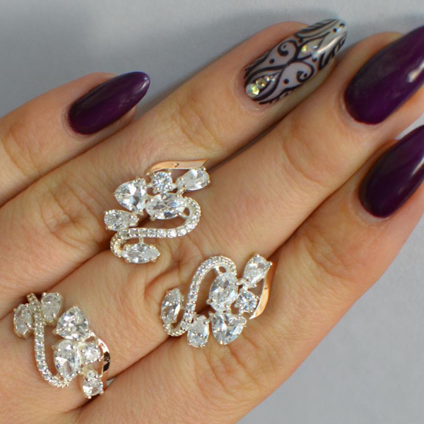 Срібний набір з золотими пластинами