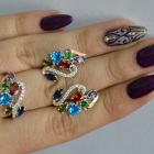 Срібний набір з золотими пластинами