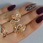 Срібний набір з золотими пластинами