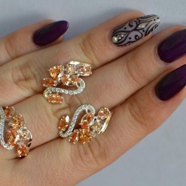 Срібний набір з золотими пластинами