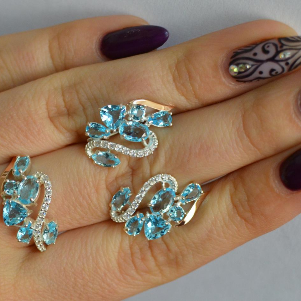 Срібний набір з золотими пластинами