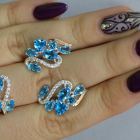 Срібний набір з золотими пластинами