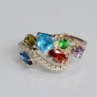 Срібна каблучка з золотими вставками