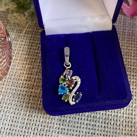 Серебряная подвеска с золотими вставками