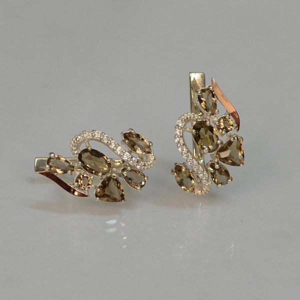 Срібні сережки з золотими пластинами