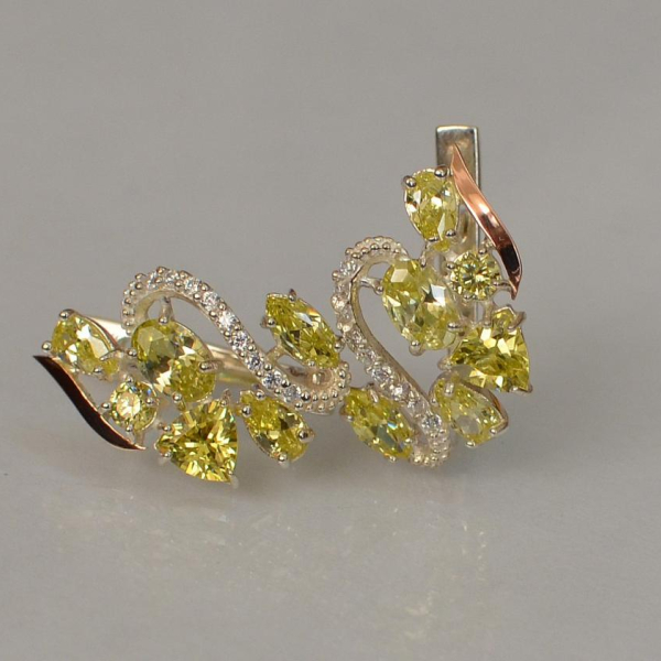 Срібні сережки з золотими пластинами