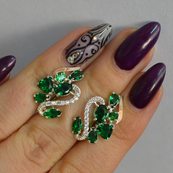 Срібні сережки з золотими пластинами