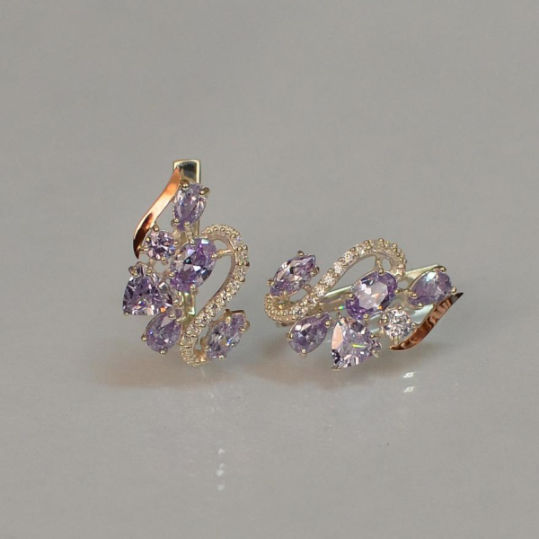 Срібні сережки з золотими пластинами