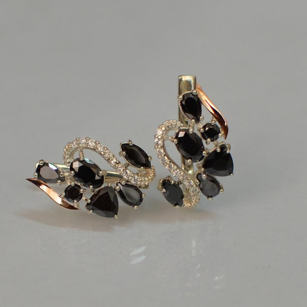 Срібні сережки з золотими пластинами