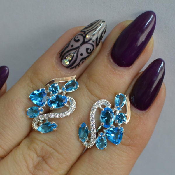 Срібні сережки з золотими пластинами