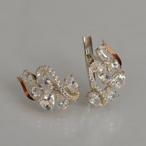 Срібні сережки з золотими пластинами