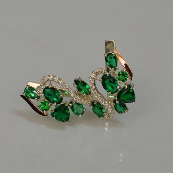 Срібні сережки з золотими пластинами