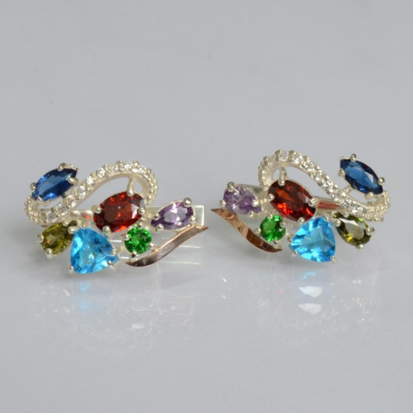 Срібні сережки з золотими пластинами