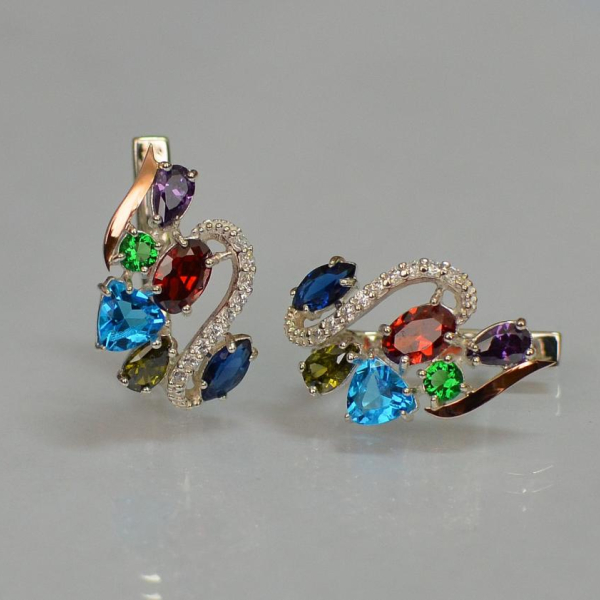 Срібні сережки з золотими пластинами