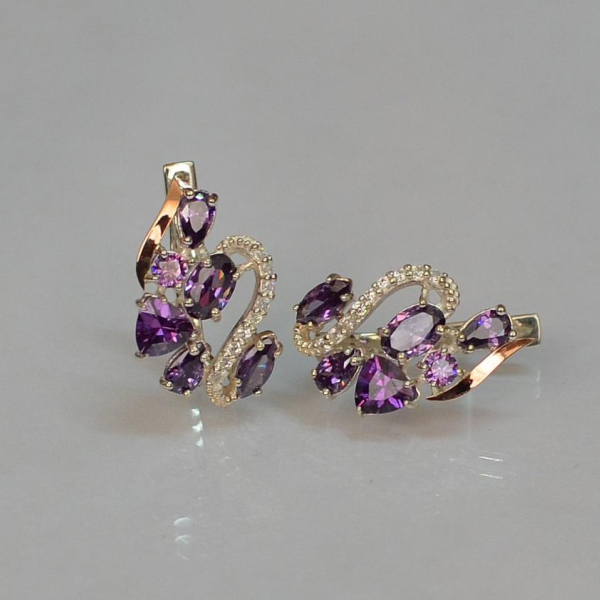 Срібні сережки з золотими пластинами