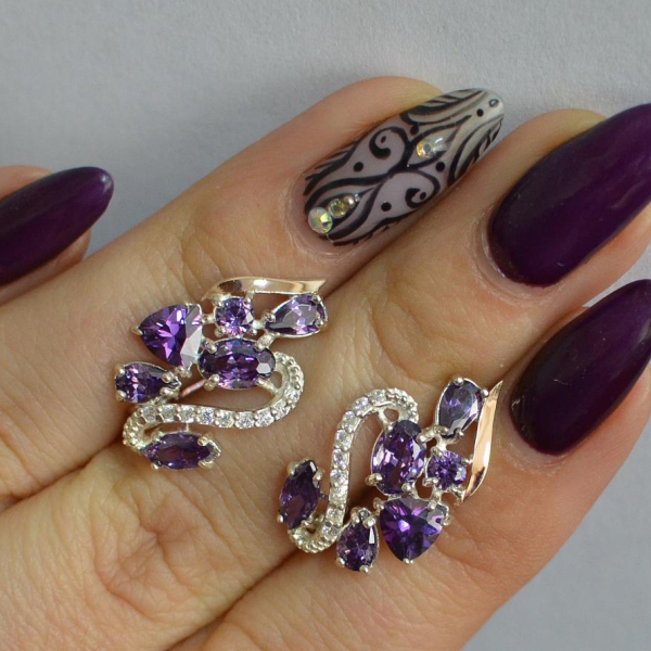 Срібні сережки з золотими пластинами