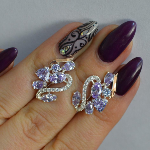 Срібні сережки з золотими пластинами