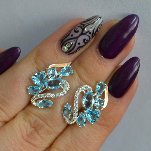 Срібні сережки з золотими пластинами