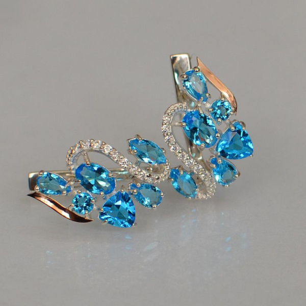 Срібні сережки з золотими пластинами