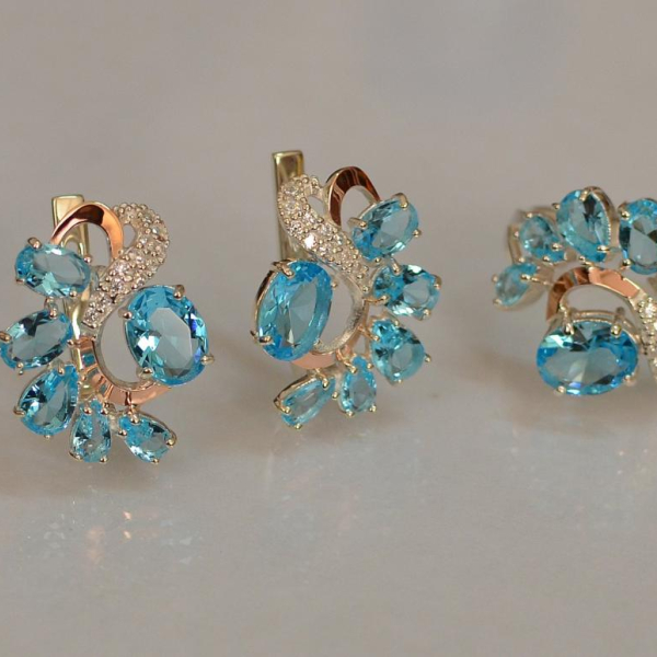 Срібний набір з золотими пластинами