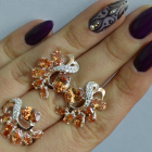 Срібний набір з золотими пластинами