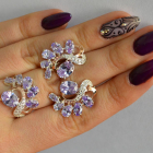 Срібний набір з золотими пластинами