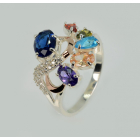 Срібна каблучка з золотими вставками