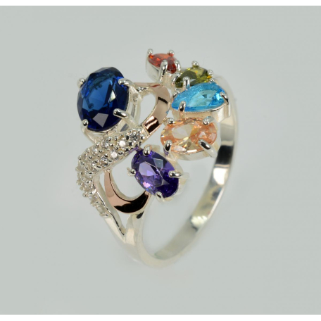 Серебряное кольцо с золотыми вставками