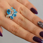 Срібна каблучка з золотими вставками