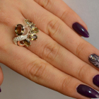 Срібна каблучка з золотими вставками